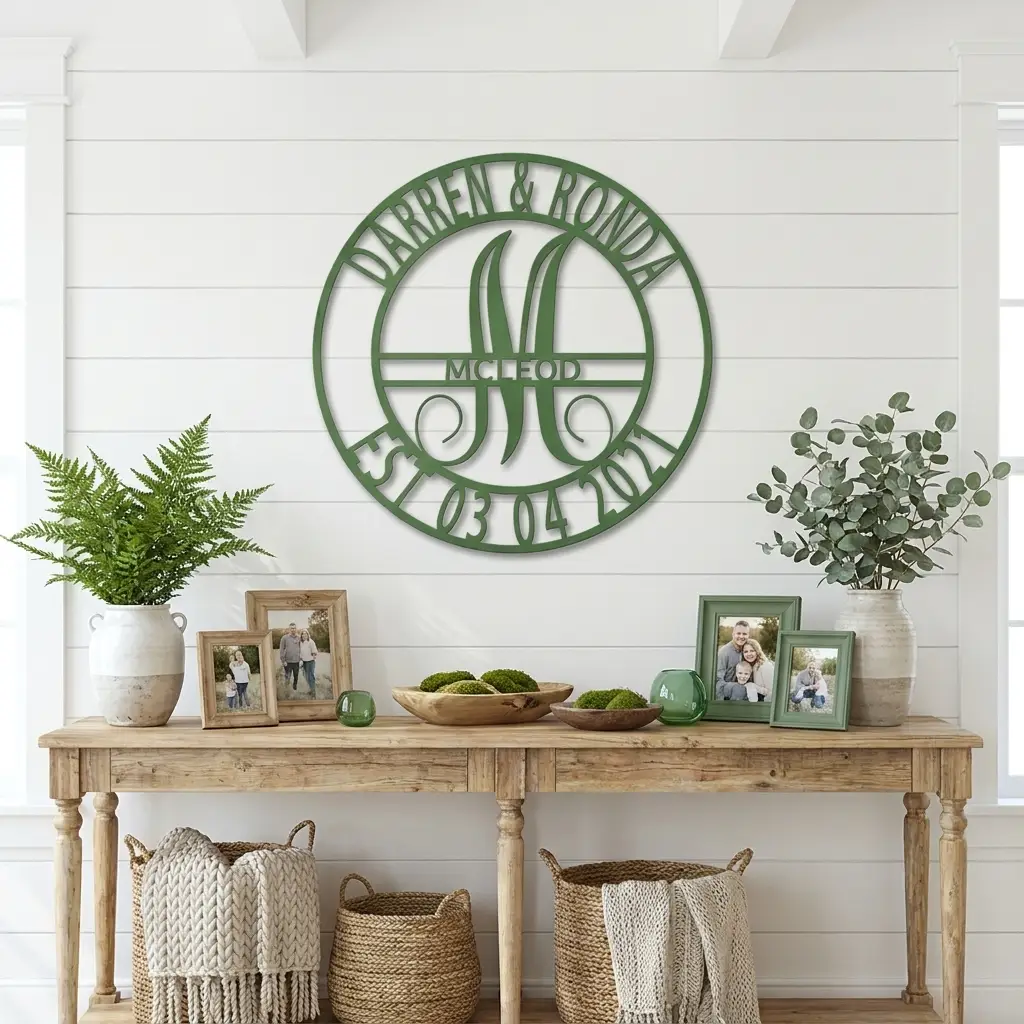 Personalized Split Letter Monogram Metal Wall Art – Custom Family Name Sign – Wedding Gift – Housewarming Decor – Last Name Steel Sign
