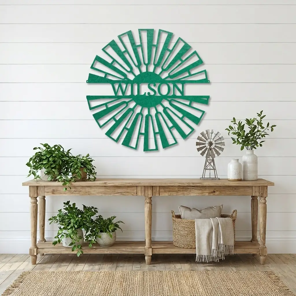 Windmill Custom Name Steel Wall Sign Metal Art