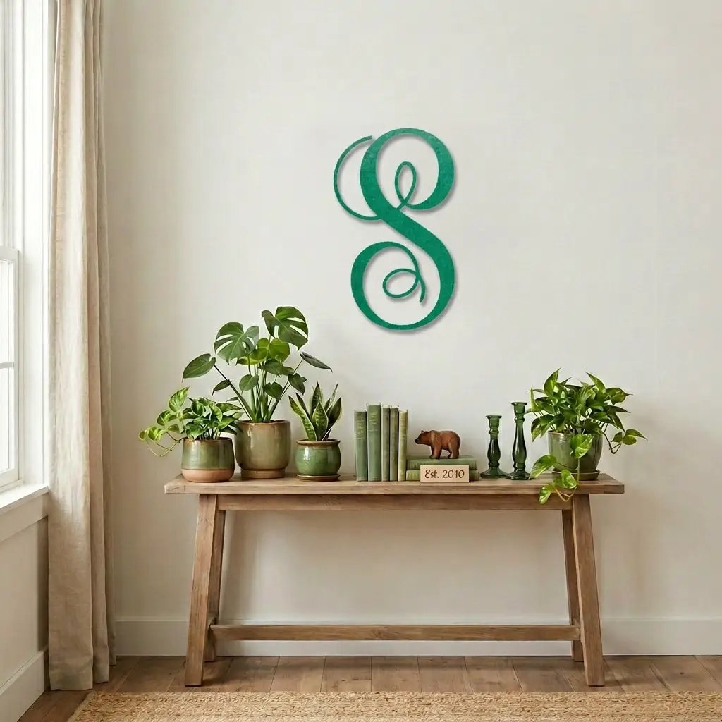 Fancy Initial Custom Monogram Metal Wall Art