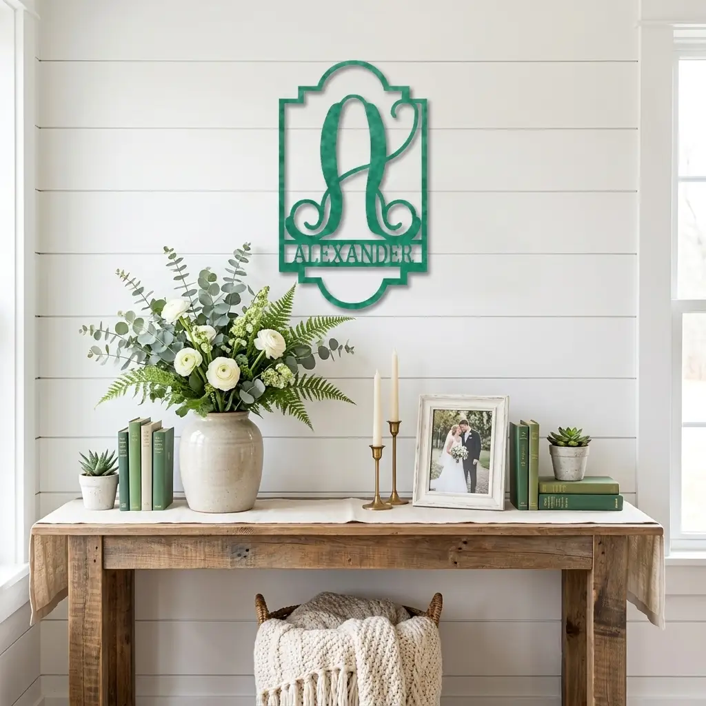 Regal Monogram Custom Name and Initial Metal Wall Art