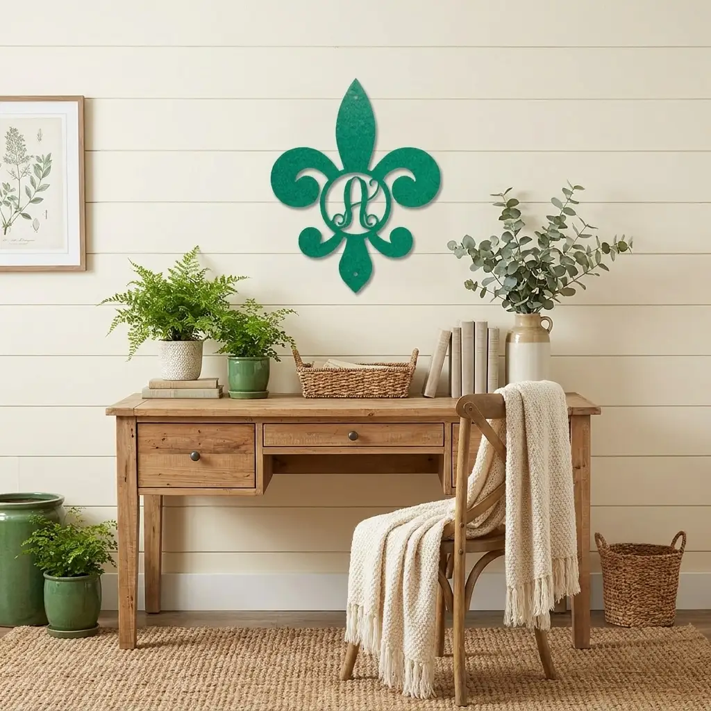 Fleur De Lis Personalized Initial Metal Art Wall Sign