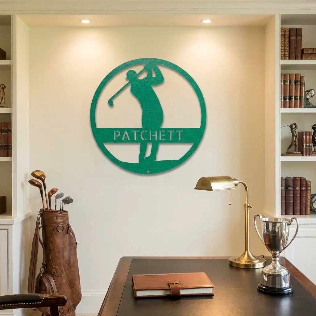 Personalized Golfer Metal Wall Art Custom Name Golf Sign Man Cave Decor Golf Gift for Dad Golf Lover Metal Wall Sign Outdoor Decor