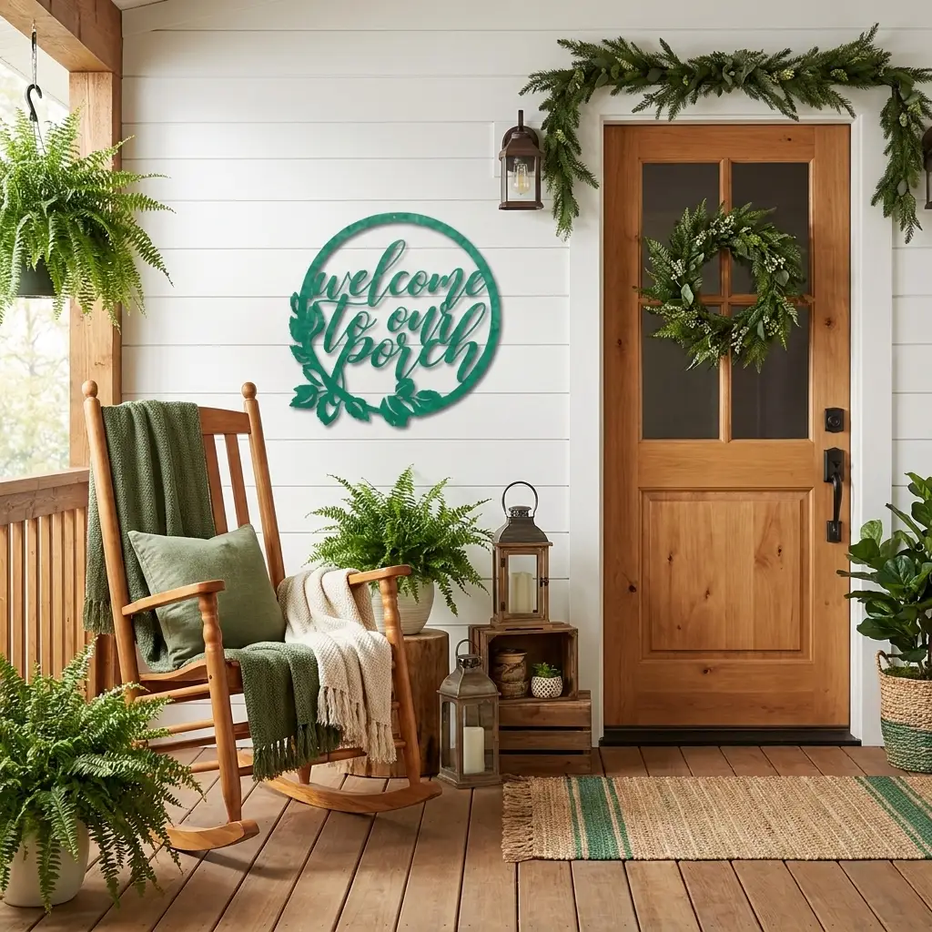 Welcome to Our Porch Indoor Outdoor Steel Wall Sign