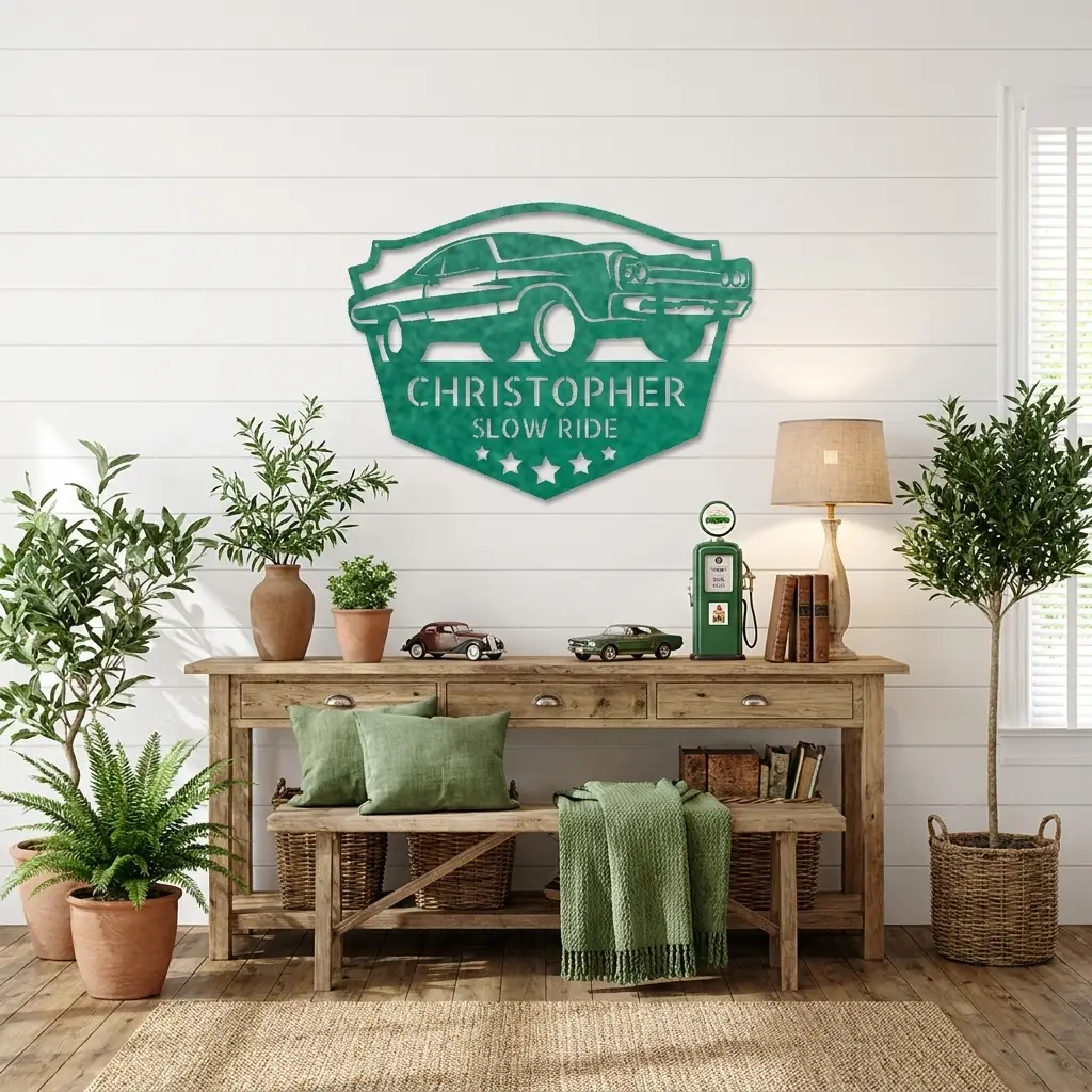 Classic Car Custom Name Indoor Outdoor Steel Wall Sign