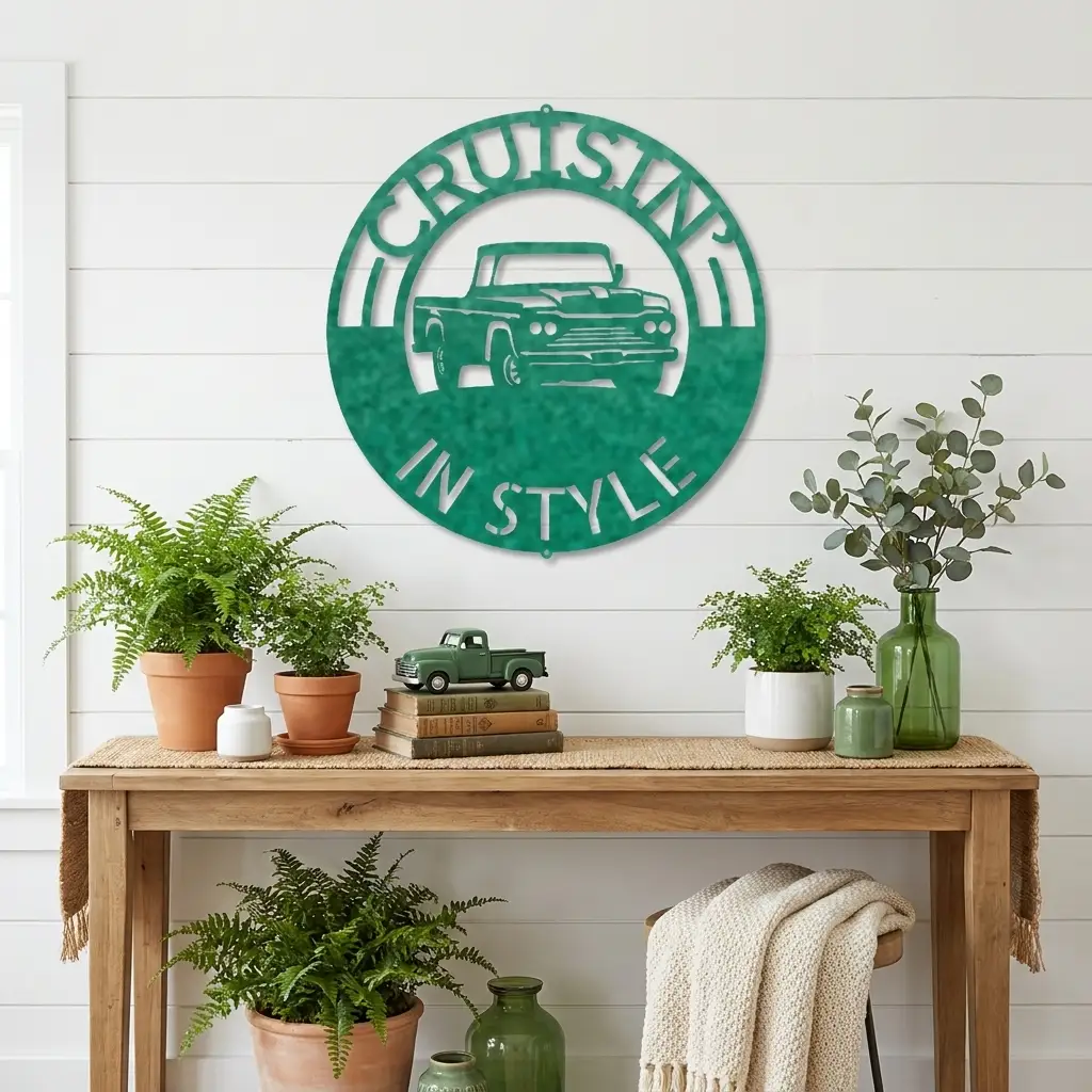 Classic Pickup Truck Personalized Indoor Outdoor Steel Sign Wall Sign