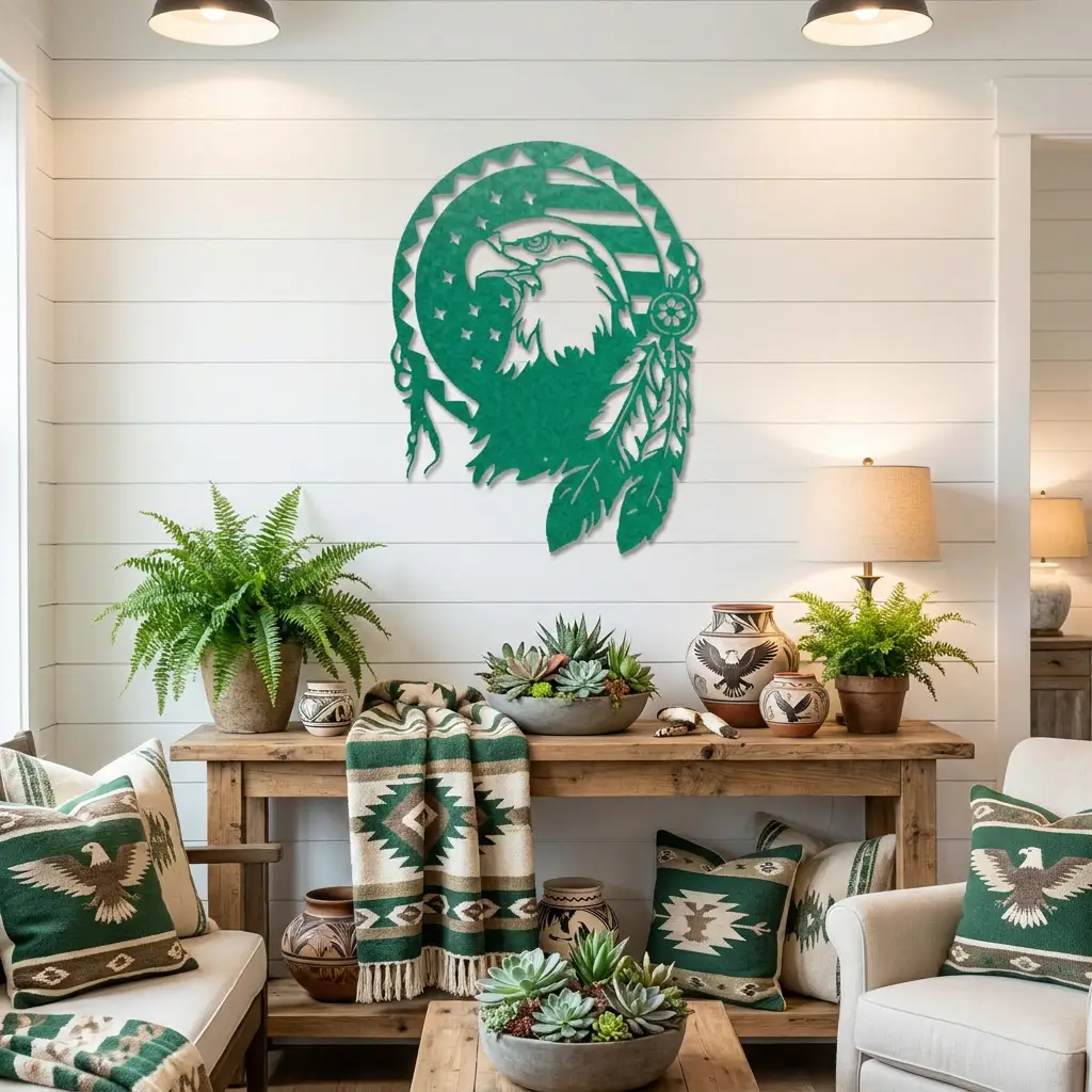 Bald Eagle Patriotic Native American Metal Art Wall Sign