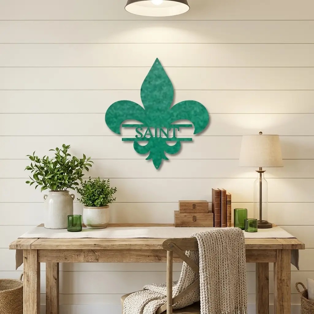 Personalized Fleur De Lis Metal Wall Art – Custom Name Sign – Louisiana Decor – Saints Inspired Wall Decor – Family Name Steel Sign