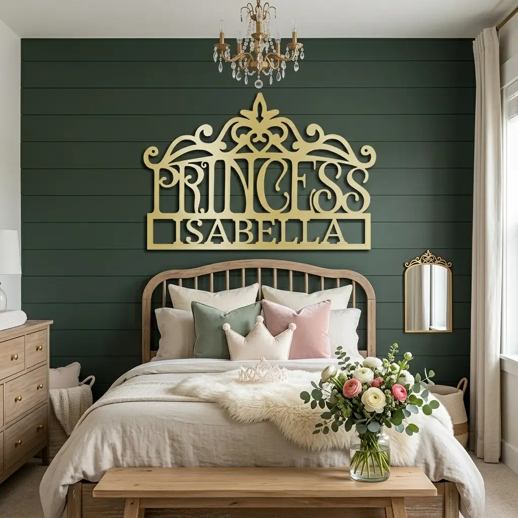 Personalized Princess Crown Metal Wall Art | Custom Princess Name Sign | Princess Bedroom Decor | Girls Room Metal Sign | Made in USA