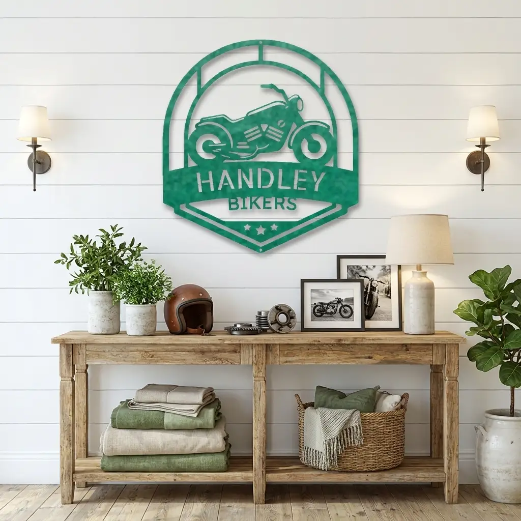 Motorcycle Metal Wall Art – Custom Biker Garage Sign, Personalized Motorcycle Decor, Rider Gift for Dad, Husband or Biker