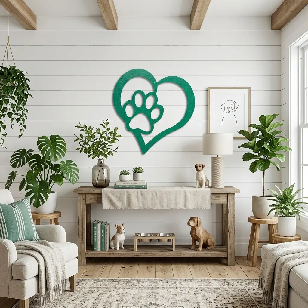 Puppy Love Metal Wall Art – Dog Paw Heart Metal Sign – Pet Lover Decor – Rustic Dog Mom Gift – Indoor Outdoor Steel Wall Art