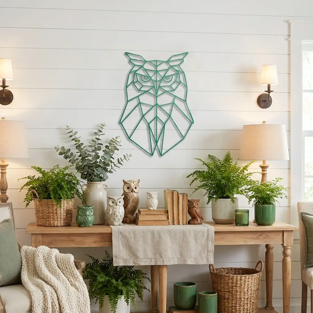 Geometric Owl Metal Wall Art | Modern Owl Metal Decor | Abstract Polygon Owl Wall Hanging | Contemporary Wildlife Wall Art | Nature Inspired Home Decor | Made in USA