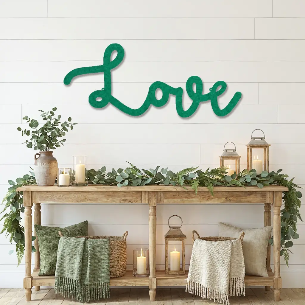 Love Script Metal Word Art Wall Sign