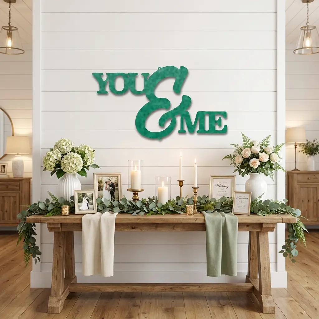 You and Me Script Indoor Outdoor Steel Wall Sign