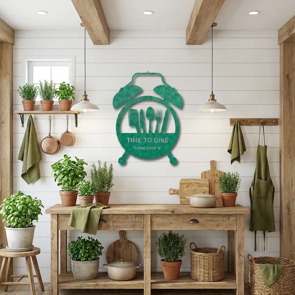 Food Time Kitchen Timer Custom Name Indoor Outdoor Steel Wall Sign