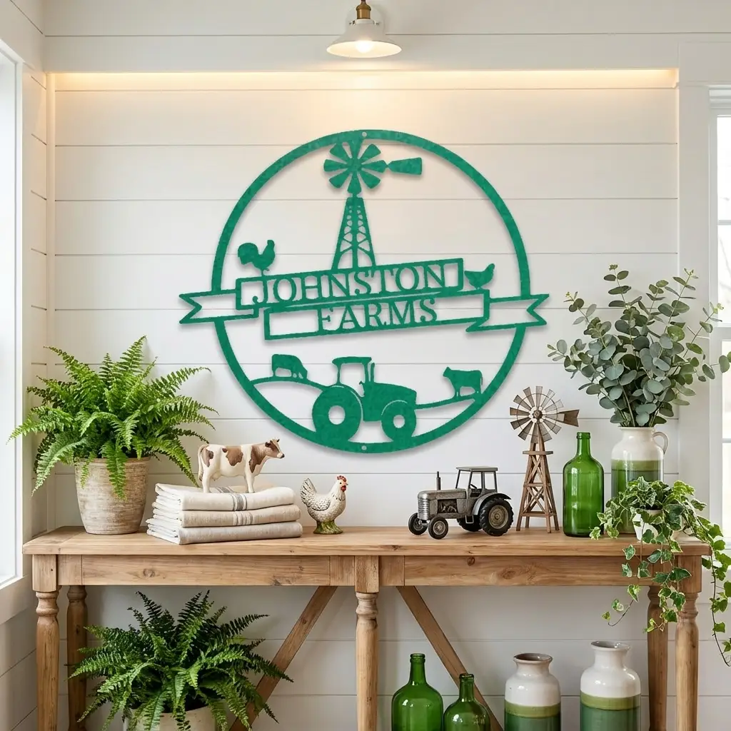 Farm Banner Custom Monogram Metal Sign Wall Art