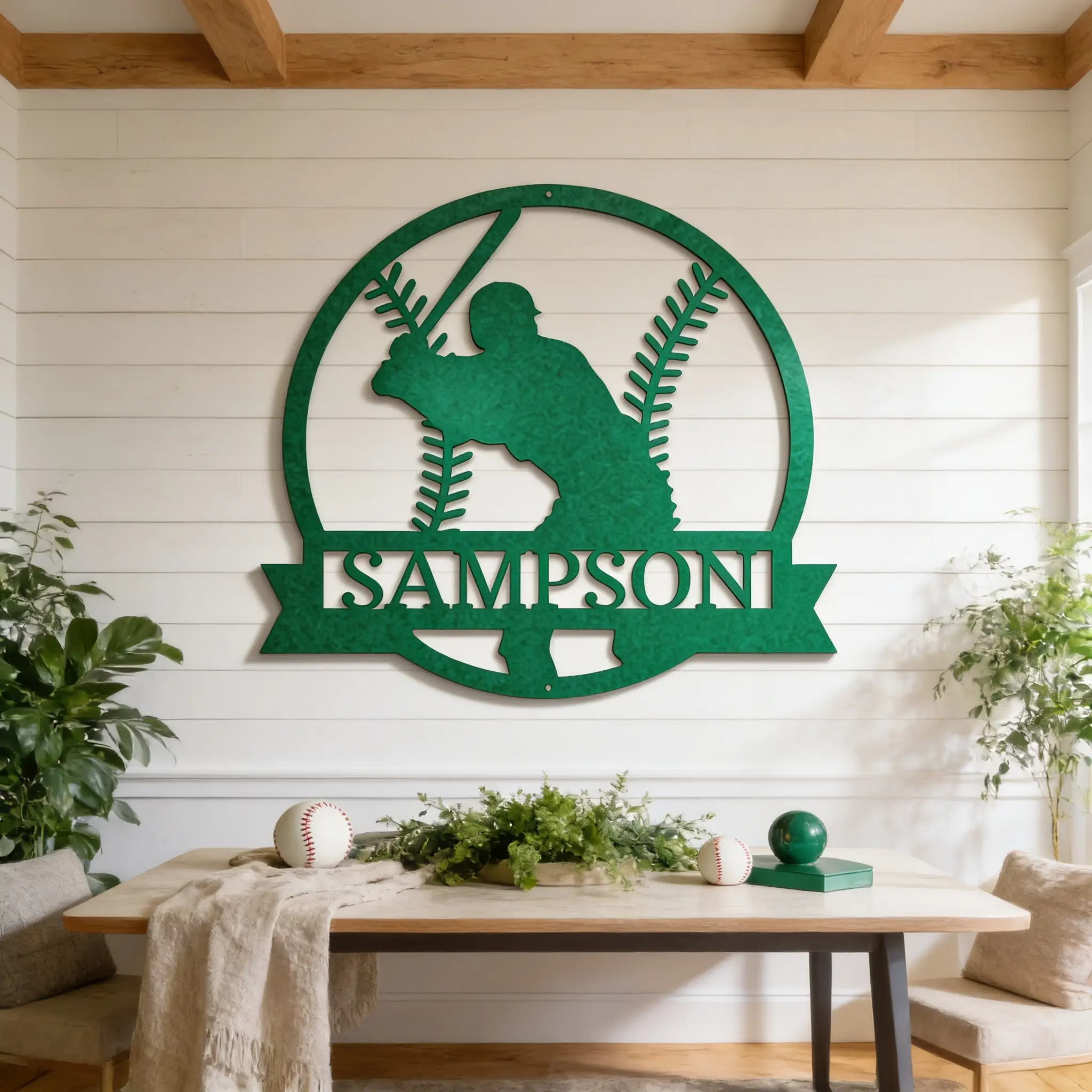 Baseball Player Custom Name Metal Art Wall Sign