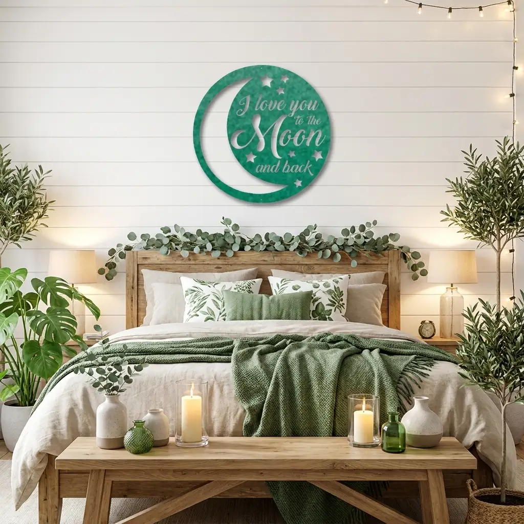 I Love You to the Moon and Back Metal Wall Art – Romantic Moon & Stars Love Sign, Anniversary & Wedding Gift