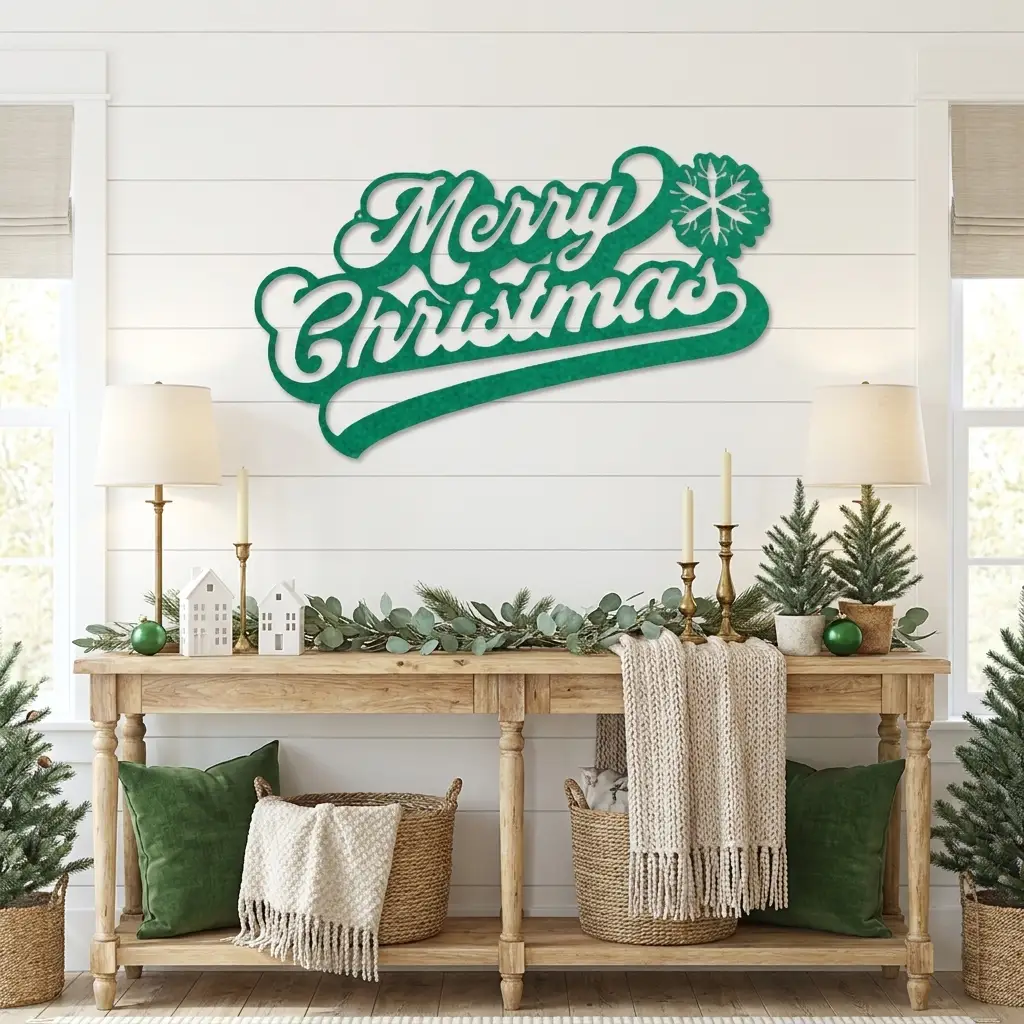 Classic "Merry Christmas" Metal Wall Sign - Bring Holiday Cheer to Any Room