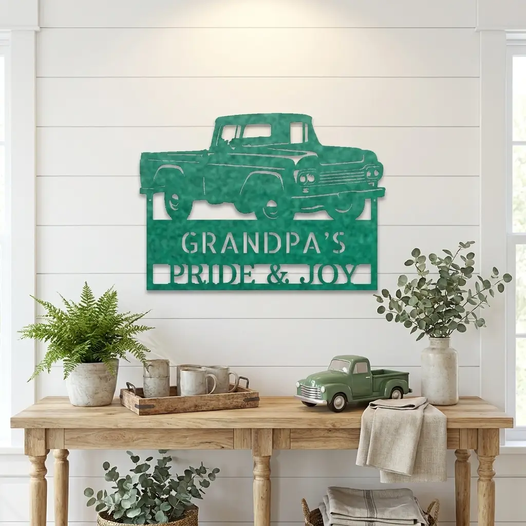 Classic Pickup Truck Personalized Metal Wall Art | Custom Vintage Truck Garage Sign | Rustic Farmhouse Truck Decor | Man Cave, Garage & Grandpa Gift | Made in USA