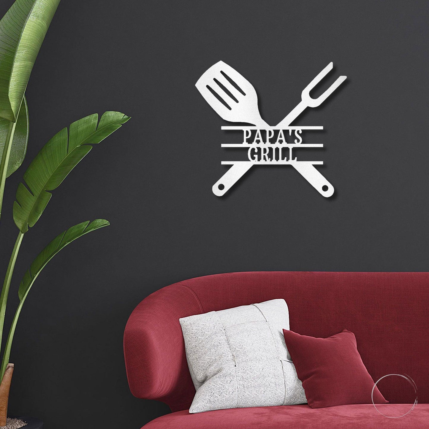 Grilling Utensils Personalized Indoor Outdoor Steel Wall Sign Art - Mallard Moon Gift Shop