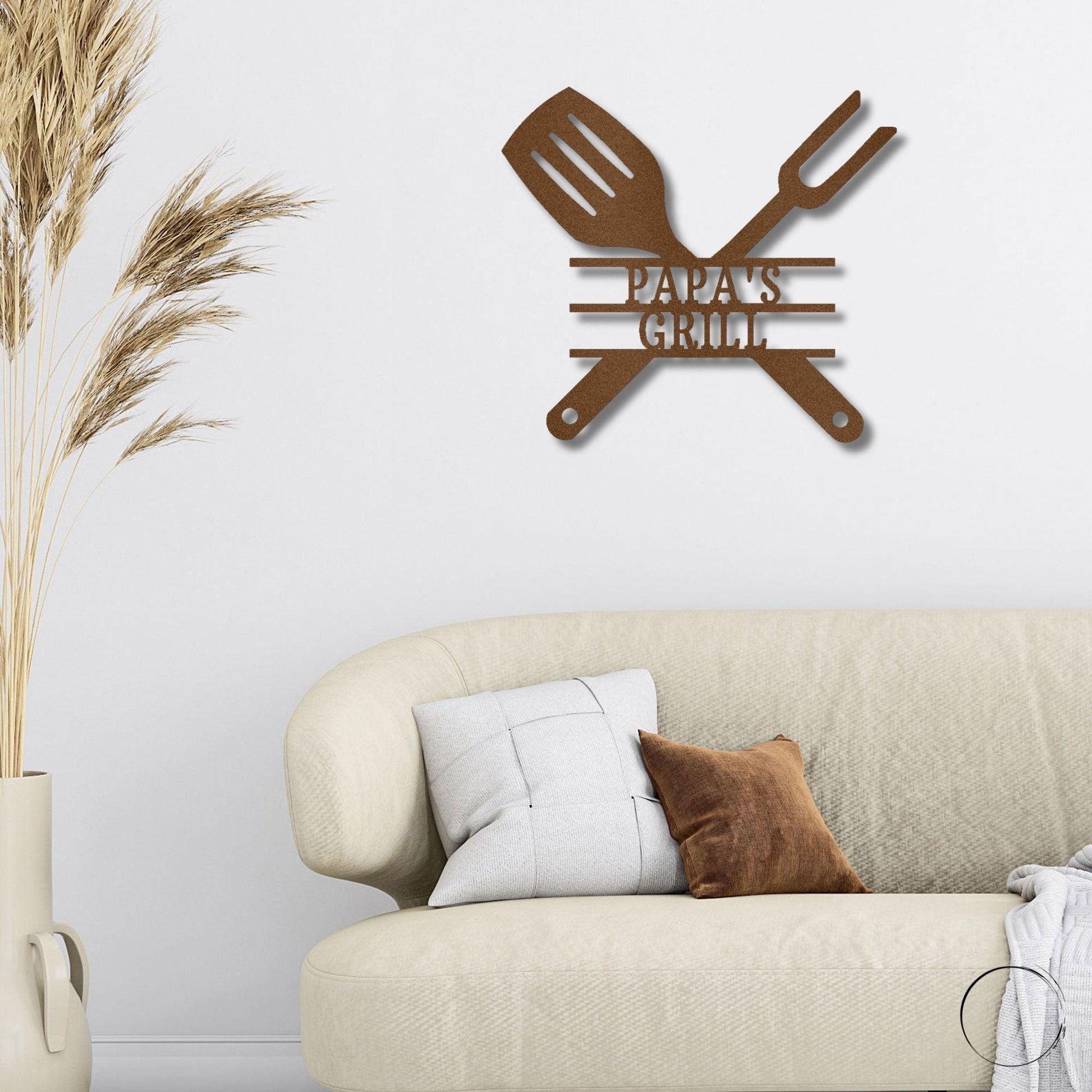 Grilling Utensils Personalized Indoor Outdoor Steel Wall Sign Art - Mallard Moon Gift Shop