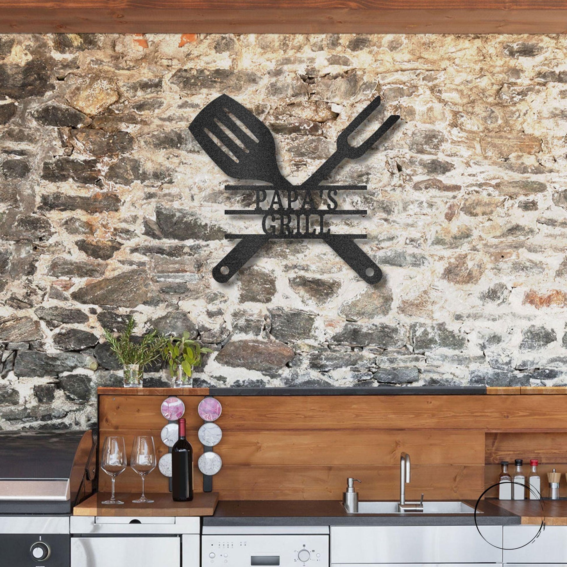 Grilling Utensils Personalized Indoor Outdoor Steel Wall Sign Art - Mallard Moon Gift Shop