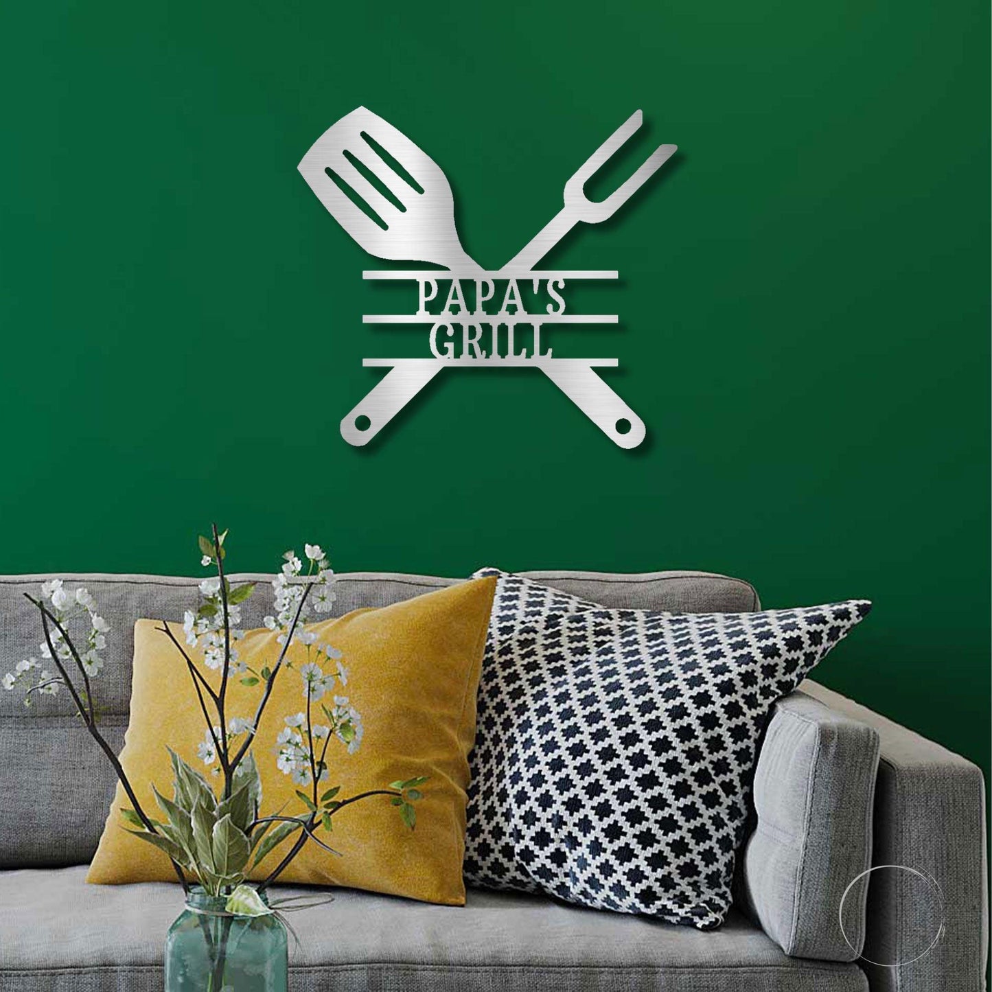 Grilling Utensils Personalized Indoor Outdoor Steel Wall Sign Art - Mallard Moon Gift Shop