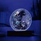 Hallow's Eve Feline: Enchanting Acrylic Plaque Halloween Black Cat Table-top Lighted Decor