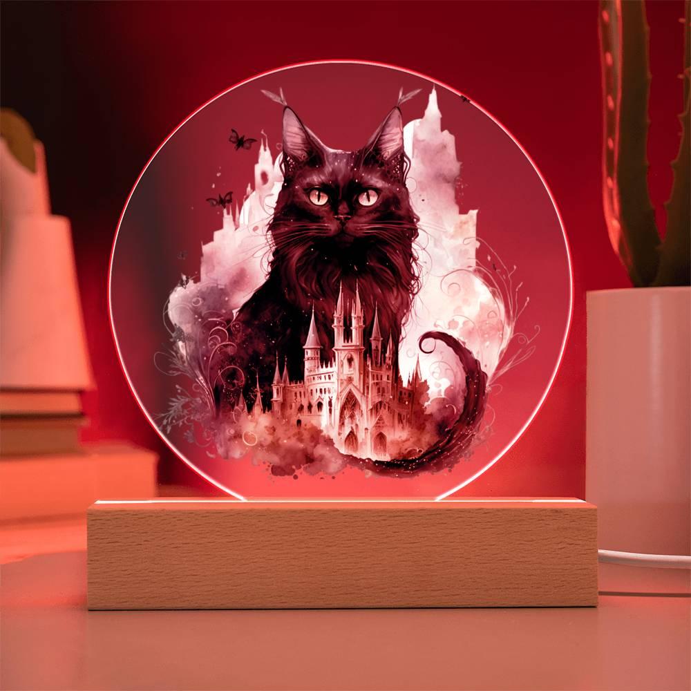 Halloween Charm: Enchanted Black Cat Acrylic Plaque - Mallard Moon Gift Shop
