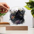 Halloween's Haunting Feline: Black Cat Acrylic Plaque