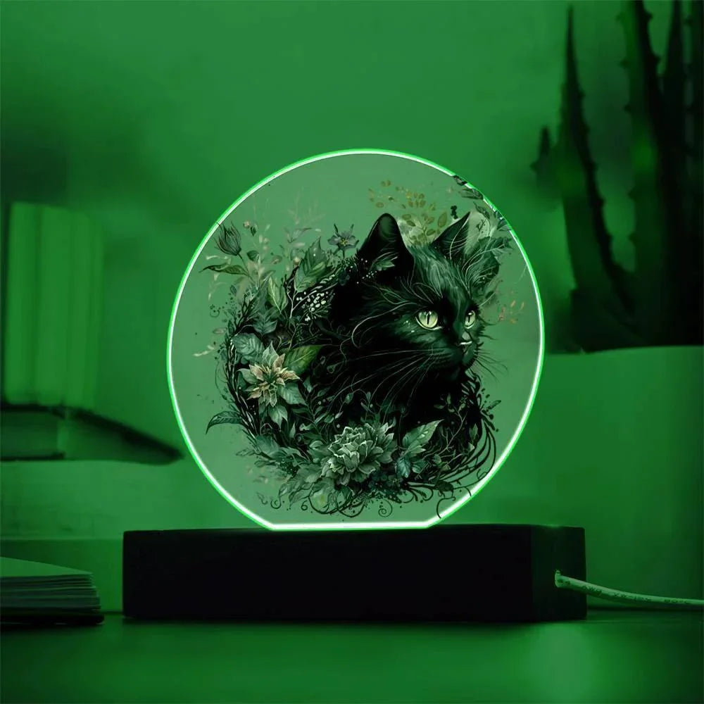 Halloween's Haunting Feline: Black Cat Acrylic Plaque