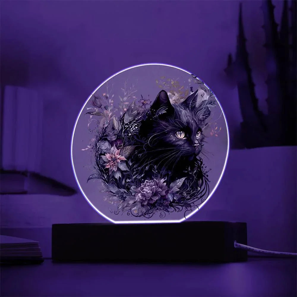 Halloween's Haunting Feline: Black Cat Acrylic Plaque
