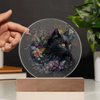Halloween's Haunting Feline: Black Cat Acrylic Plaque