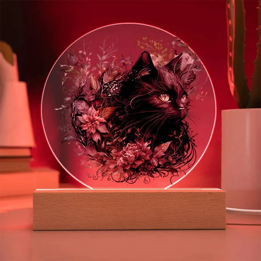 Halloween's Haunting Feline: Black Cat Acrylic Plaque