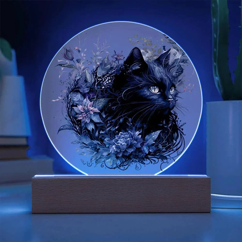 Halloween's Haunting Feline: Black Cat Acrylic Plaque