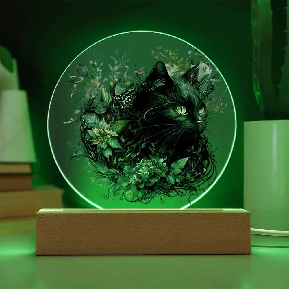 Halloween's Haunting Feline: Black Cat Acrylic Plaque