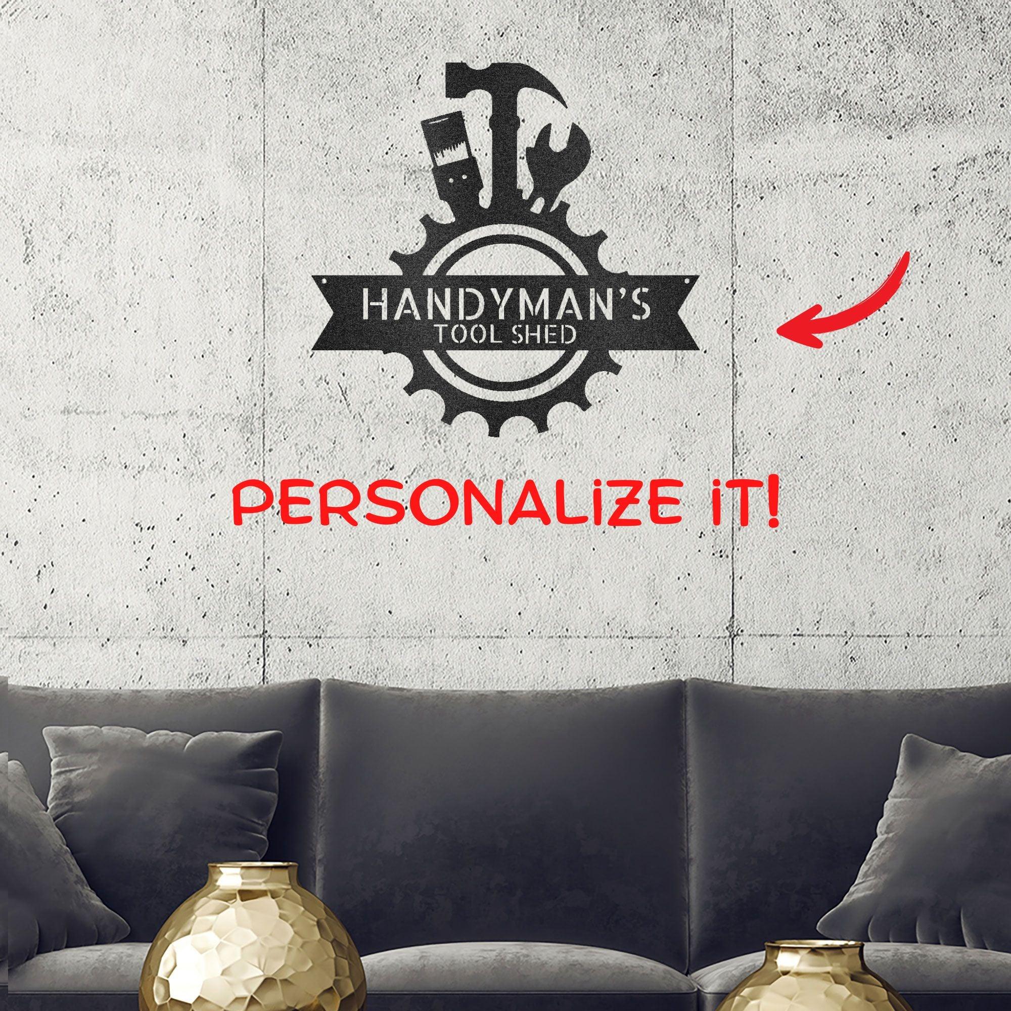 Handyman Workshop Custom Name Indoor Outdoor Steel Wall Sign - Mallard Moon Gift Shop