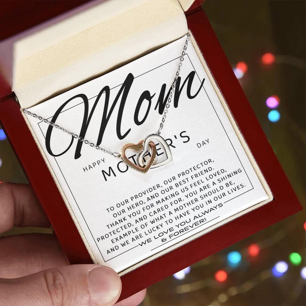 Happy Mother's Day Mom, You are Our Best Friend Interlocking Hearts Necklace