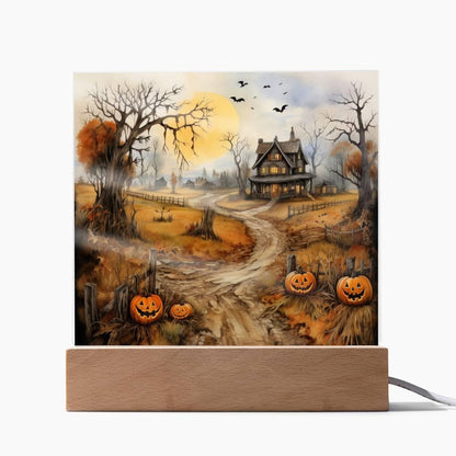 Haunted Elegance: Spooky Halloween Mansion Acrylic Display - Mallard Moon Gift Shop