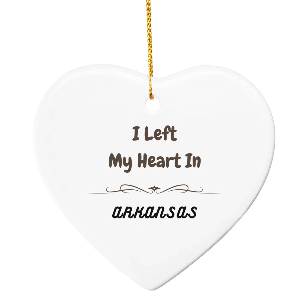 I Left My Heart in Arkansas Ornament – Heart-Shaped MDF State Keepsake Gift