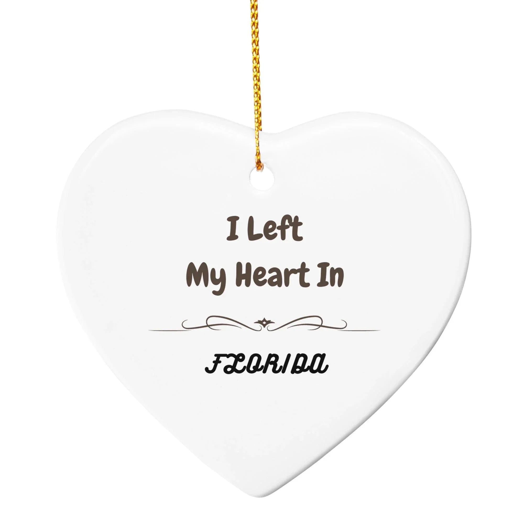 I Left My Heart in Florida Ornament – Heart-Shaped MDF State Keepsake Gift