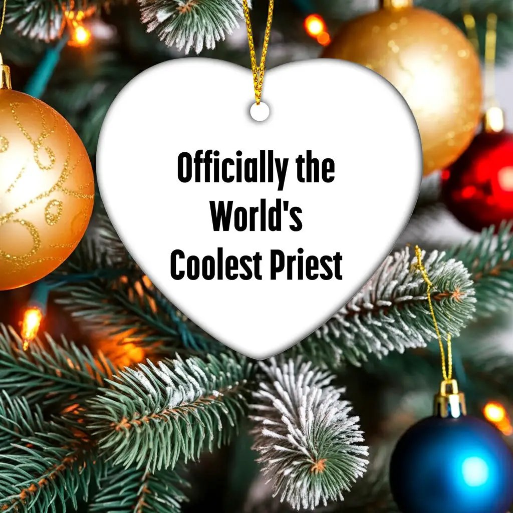 Funny Priest Heart Ornament Officially The World's Coolest Priest Christmas Unique Gift for Men by Gifts from Family - Mallard Moon
