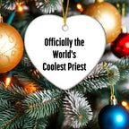 Funny Priest Heart Ornament Officially The World's Coolest Priest Christmas Unique Gift for Men by Gifts from Family - Mallard Moon
