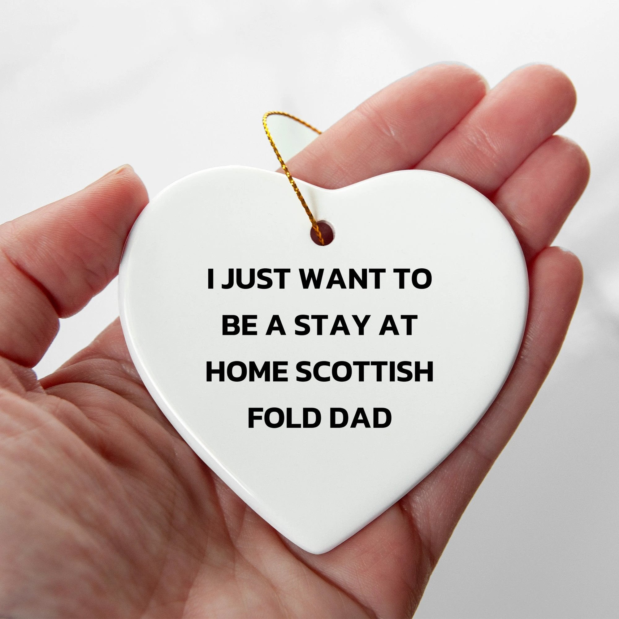 Funny Scottish Fold Cat Dad Gifts for Him from Friends and Family - Heart Ornament for Christmas