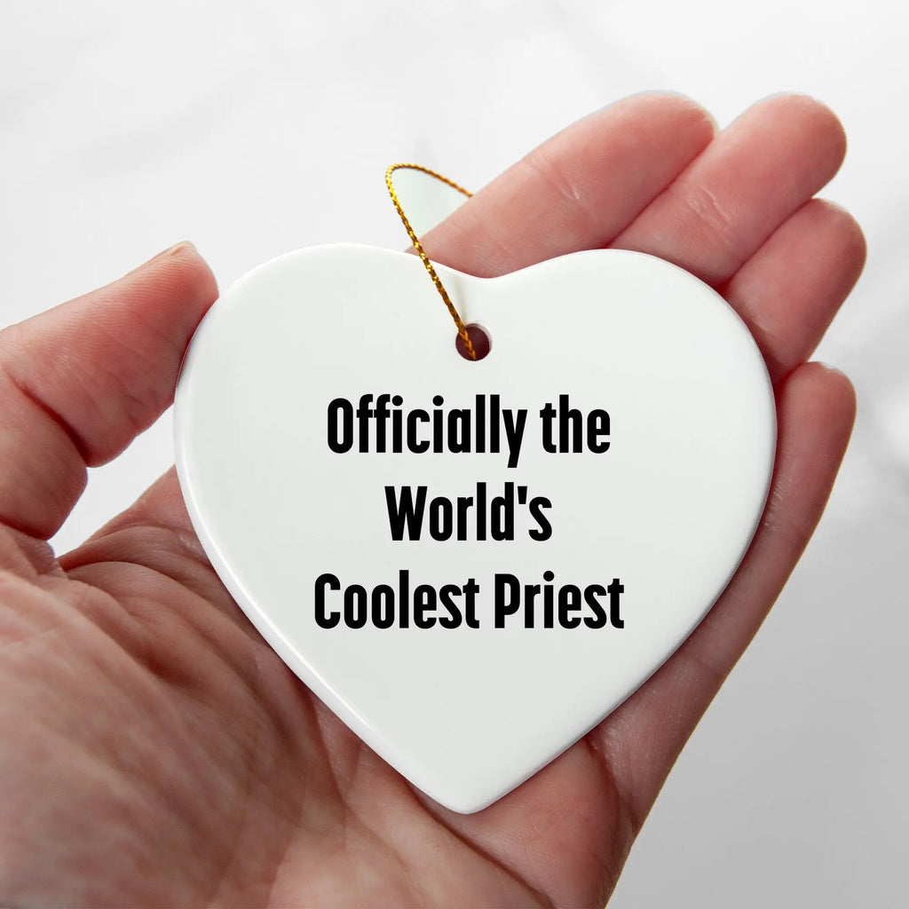Funny Priest Heart Ornament Officially The World's Coolest Priest Christmas Unique Gift for Men by Gifts from Family - Mallard Moon