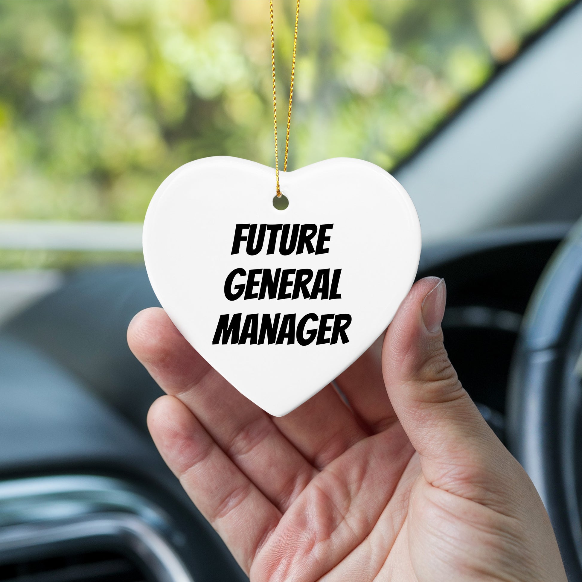 Funny General Manager Heart Christmas Tree Ornament with 'Future General Manager' Quote, - Mallard Moon
