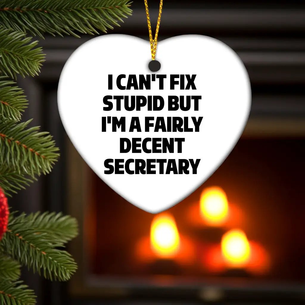 Secretary Heart Ornament I Can't Fix Stupid Christmas Gift - Mallard Moon
