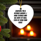 Funny Retired Sheriff Heart Christmas Tree Ornament