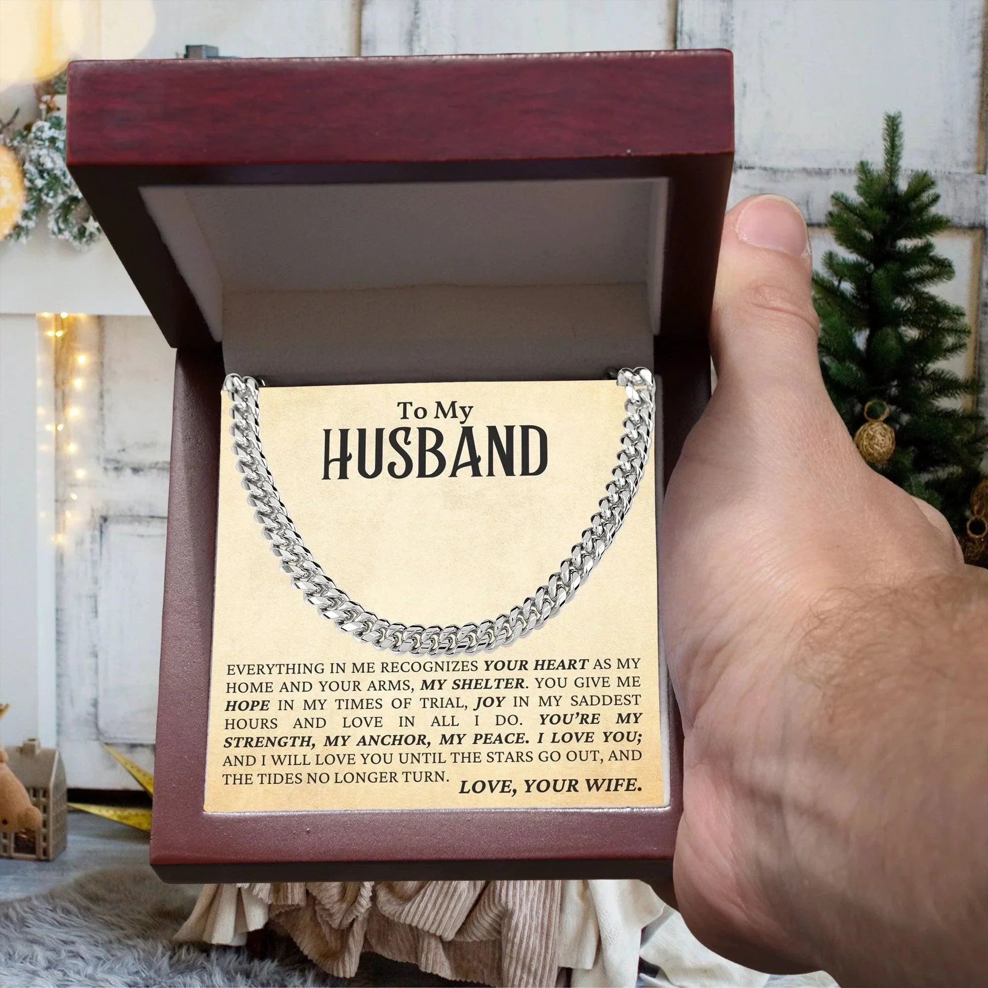 To My Husband - My Strength, My Anchor, My Peace - Cuban Link Chain Necklace
