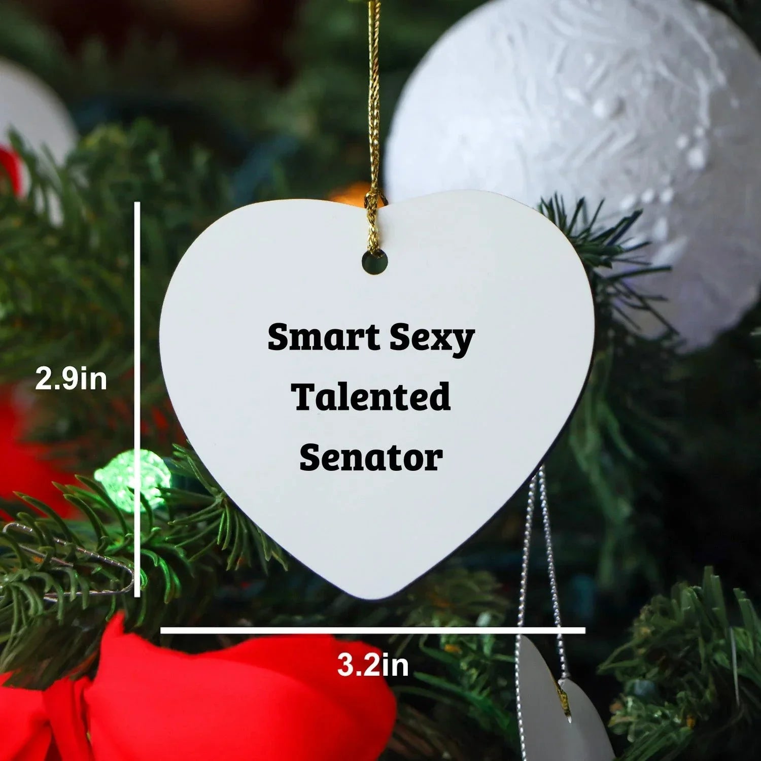 Smart Sexy Talented Senator Heart Ornament, Funny Quote Gifts from Friends for Senator, Unique Christmas Unique Gifts for Men, Women, or Family